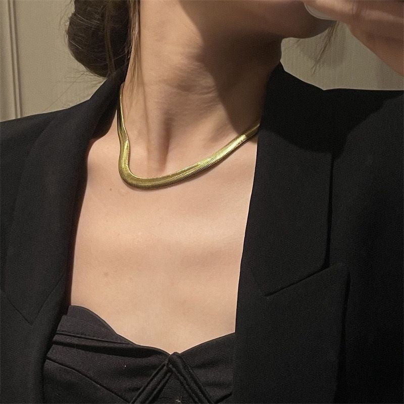Luxe Gold & Silver Snake Bone Layered Necklace for Women UAE | Non-Tarnish Titanium Steel Geometric Pendant | Adjustable Minimalist Jewelry Dubai Luxamart . Shop