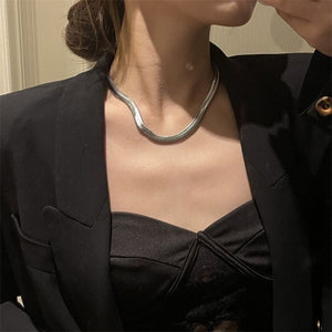 Luxe Gold & Silver Snake Bone Layered Necklace for Women UAE | Non-Tarnish Titanium Steel Geometric Pendant | Adjustable Minimalist Jewelry Dubai Luxamart . Shop