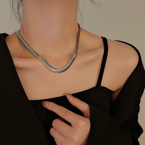 Luxe Gold & Silver Snake Bone Layered Necklace for Women UAE | Non-Tarnish Titanium Steel Geometric Pendant | Adjustable Minimalist Jewelry Dubai Luxamart . Shop